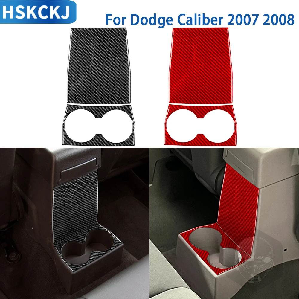 

For Dodge Caliber 2007 2008 Carbon Fiber Accessories Car Interior Rear Cup Holder Panel Trim Sticker Decoration