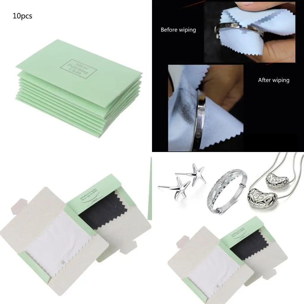 

31BB 10x Polishing Cleaning Cloth Cotton for Gold Silver Jewelry Watch Non Toxic Tarnish Remover Cleaner Cloth