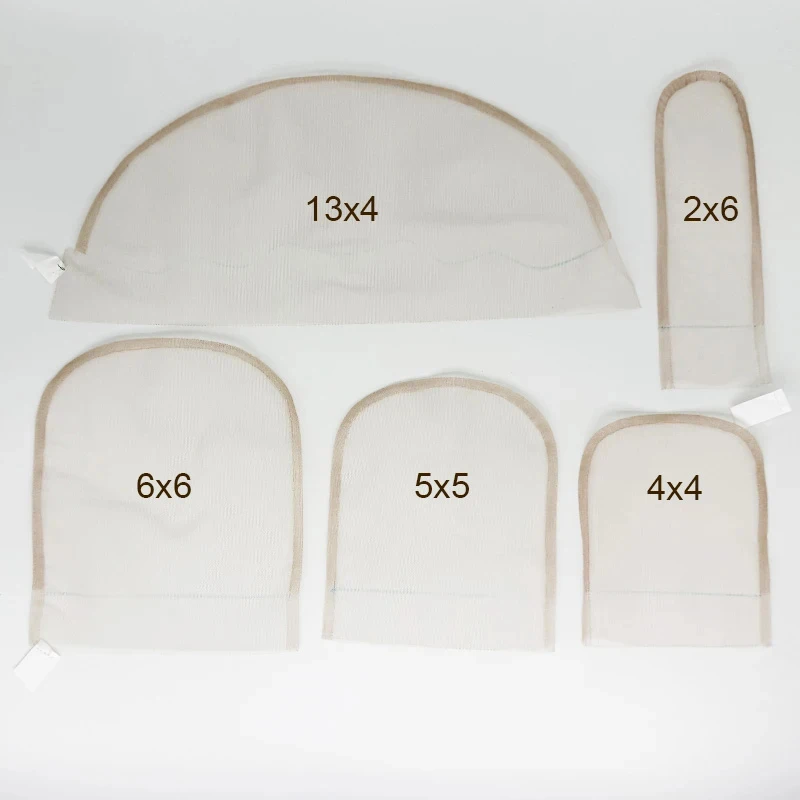 

5/10Pcs HD Soft Transparent Lace Net Base, Multiple Sizes 2x6/4x4/5x5/6x6/13x4 for Wig Making, Ventilating & Repair