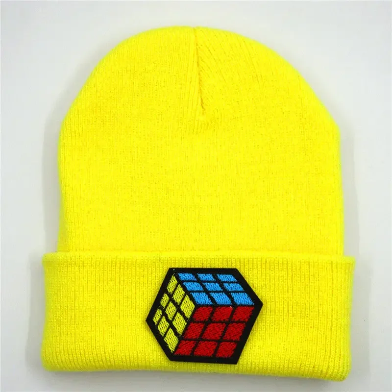 Autumn and Winter Cotton Cartoon Embroidery Thicken Warm Hat Skullies Cap Beanie Hat for Men and Women 194