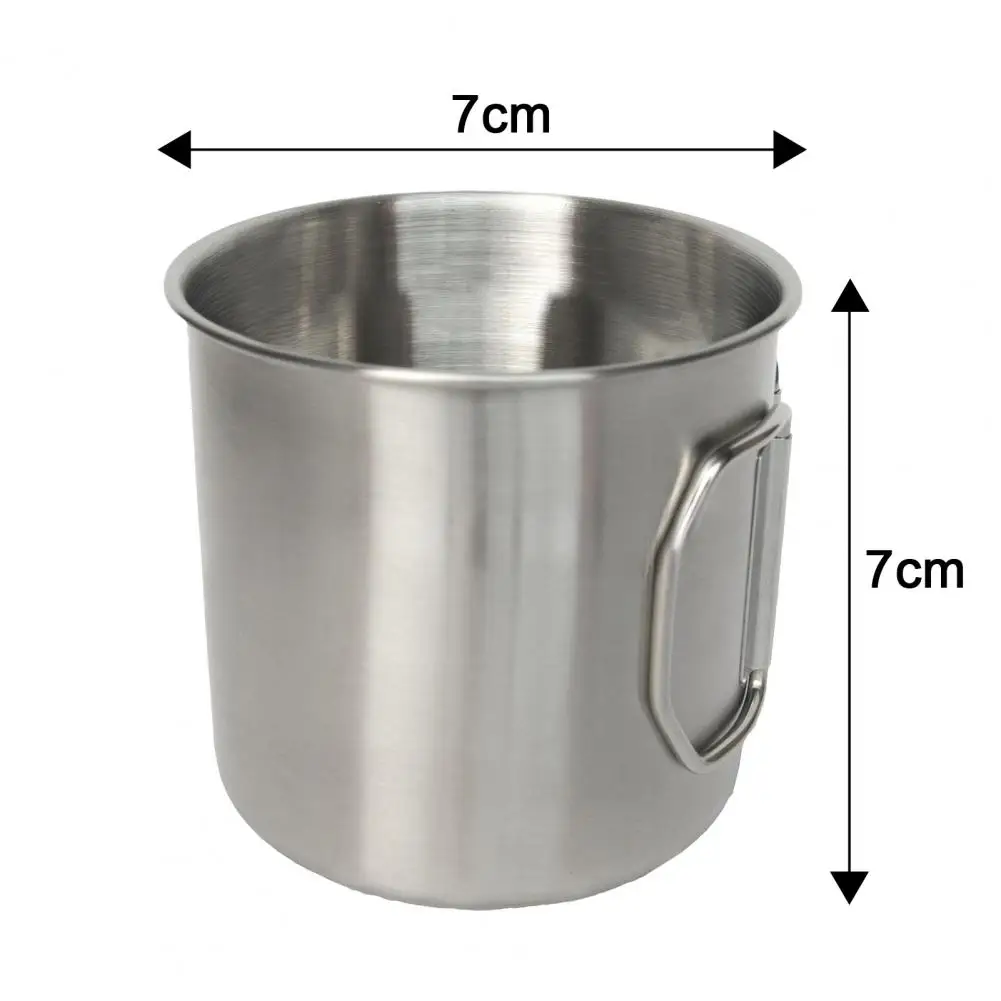 Foldable Handle Water Cup Metal Drinking Cup Stainless Steel Camping Cup with Foldable Handle for Outdoor Travel Picnic for Tea