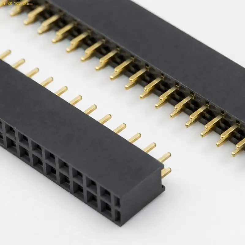 2.54 mm Two-Row Female Header, Dark Board-Mount Solder Post Part for Circuit Assembly and Electronics Repair Projects