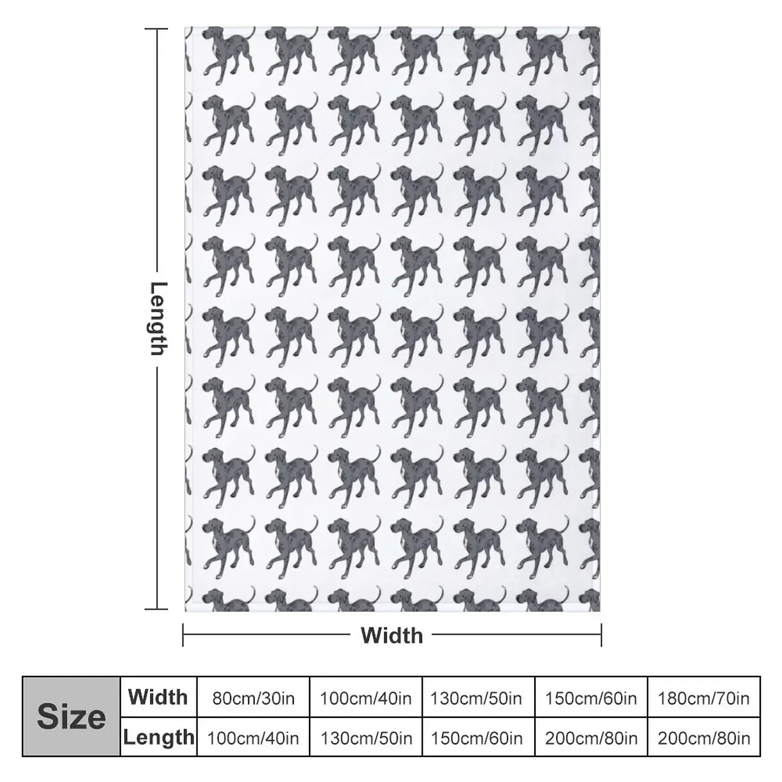 Great Dane - Merle (Natural) Throw Blanket Polar Hairys Soft Blankets