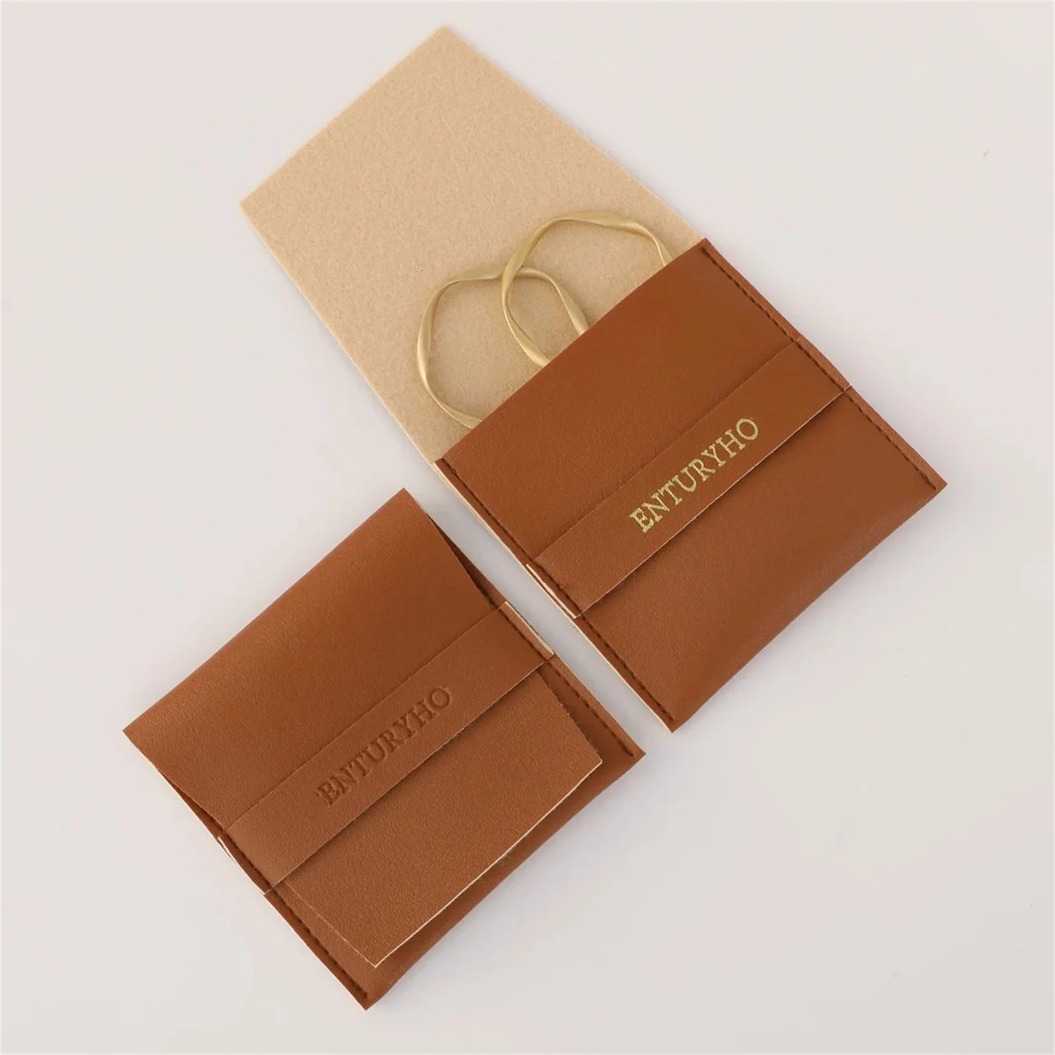 

low MOQ Brown bag Luxury Faux Leather Jewelry Bag, Jewelry Organizer, Gift Wrap Glitter Bag for Ring Earrings, Bracelet Necklace