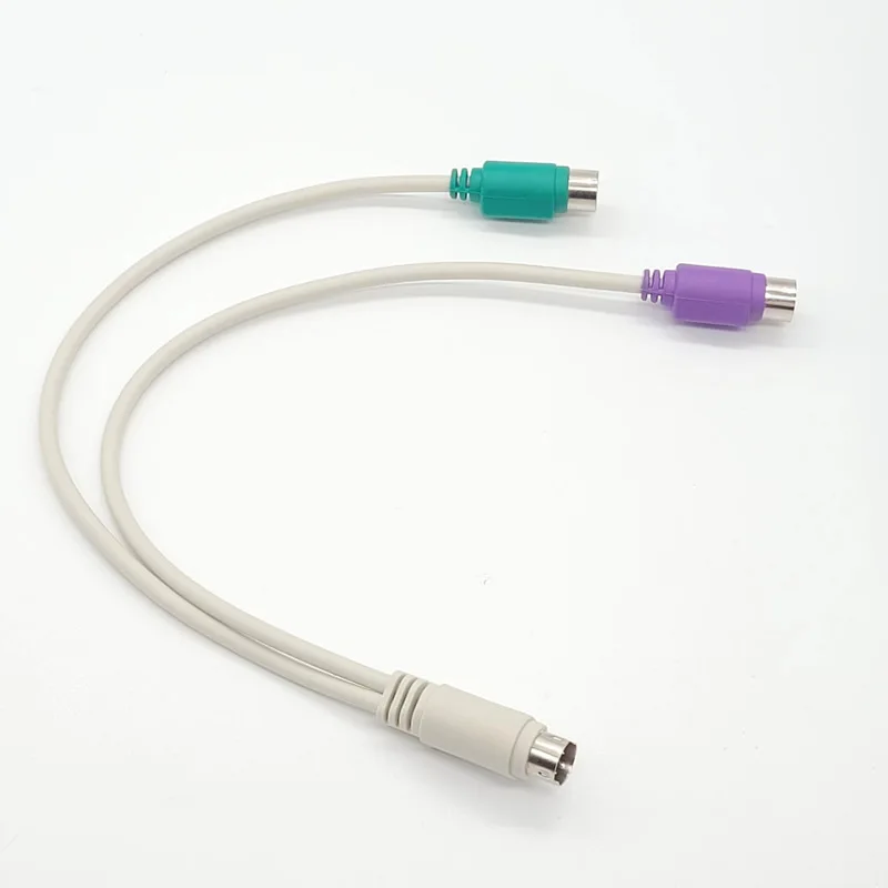 2Pcs PS2 1 to 2 Splitter Cable, Round Port Adapter for Keyboard and Mouse, PS2 Conversion Cord for Industrial PC