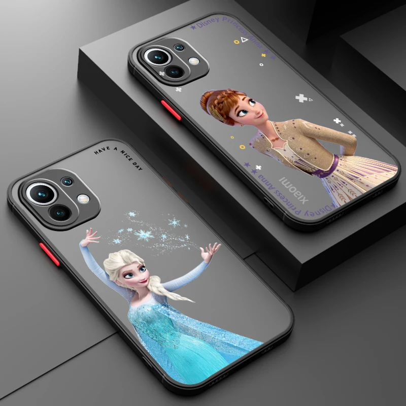 Disney Frozen Princess Ariel Frosted Translucent For Xiaomi Mi 13 12 12T 11T 11 11i 10T 10 9T Pro Lite Ultra 5G Matte