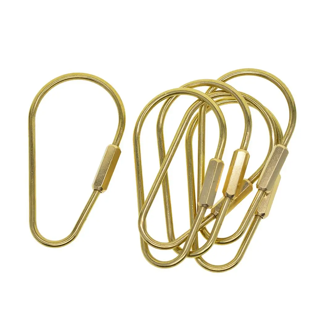 Screw Lock Key Chain Copper Key Ring Pear Shape Carabiner Clip DIY Craft Accessories for Camping Hiking Jewelry Making