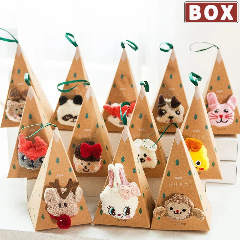 1 Pairs Box Christmas Socks Women Cute Thermal Fluffy Fuzzy Soft Velvet Thermo Sleep Sock Thick Warm Winter Socks New year Gift