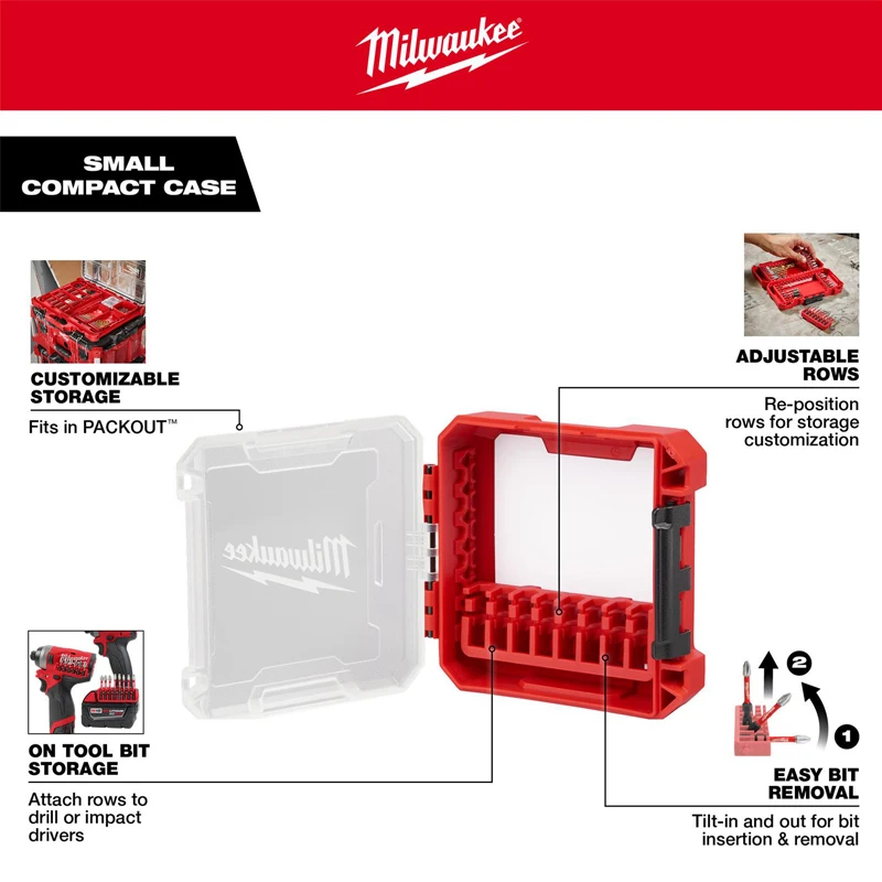 Milwaukee 48-32-9930 Packout Small Compact Case for Impact Driver Accessories Drill Bit Parts Storage Tool box