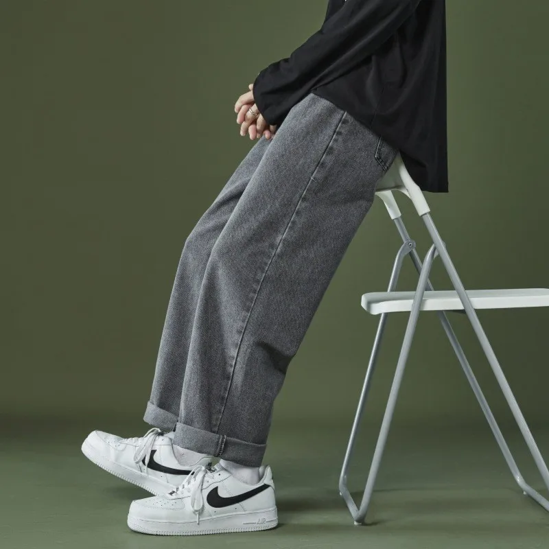 2023 Autumn And Winter New Casual Jeans Men Loose Straight Wide Leg Pants Fashion Trousers Boutique Clothing Simple Style