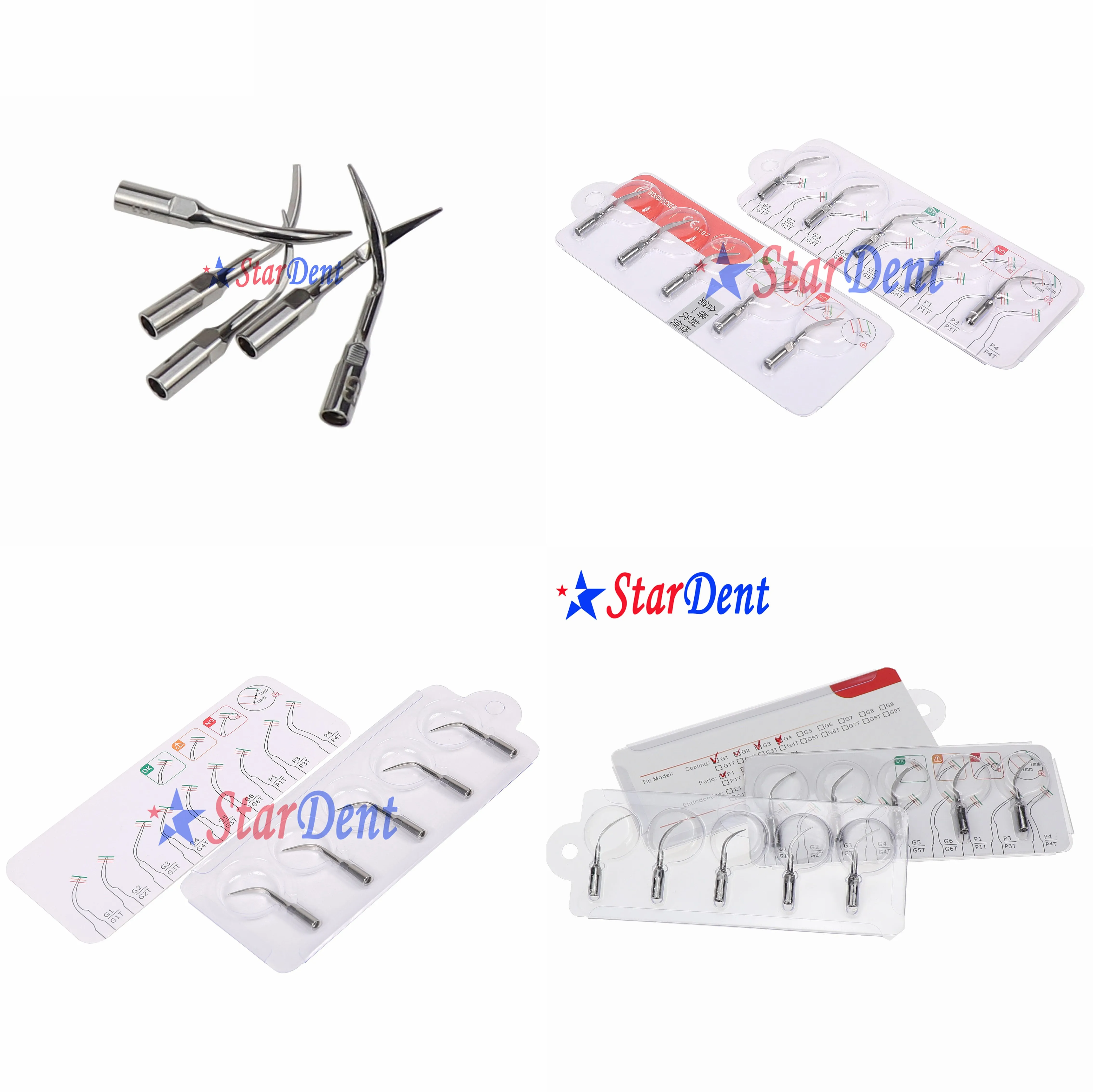 Dentals Ultrasonics Scaler Tips Set 6pcs Fit for Cavitron Periodontal Scaling