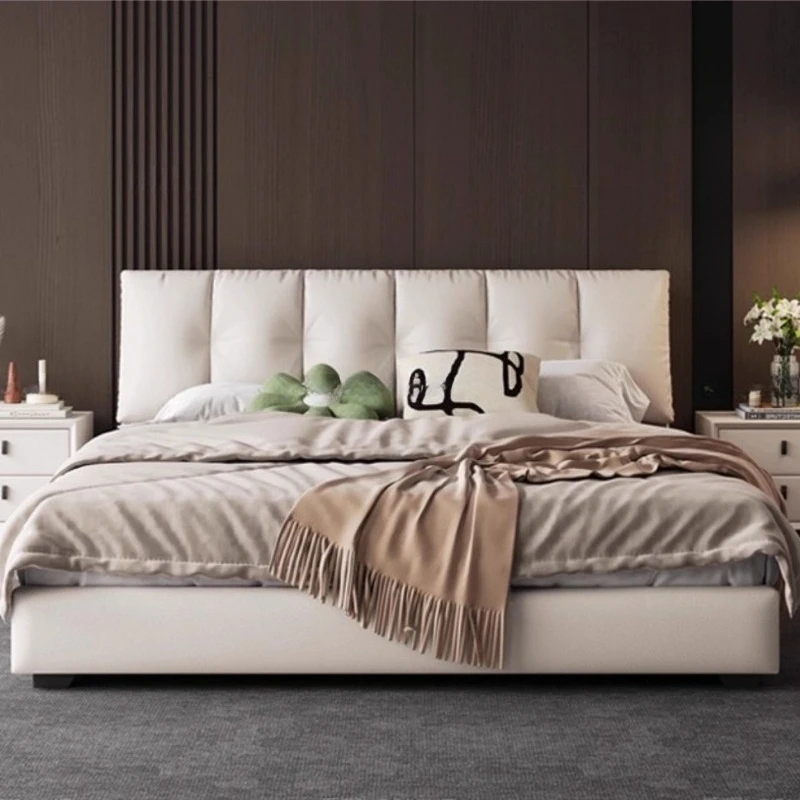 Łóżko podwójne luksusowe 180x200cm, nowoczesne, przytulne, dla dwóch osób, z zagłówkiem, camas de dormitorio, meble do sypialni, do domu.