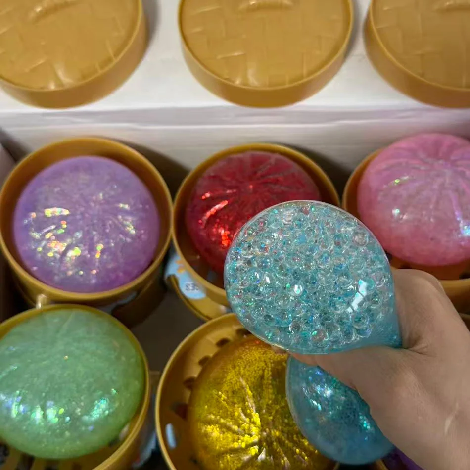 Neu 1-12 Stück Glitzer-Dumplings mit Box, sensorisches Quetschspielzeug zur Stresslinderung – Detail 7
