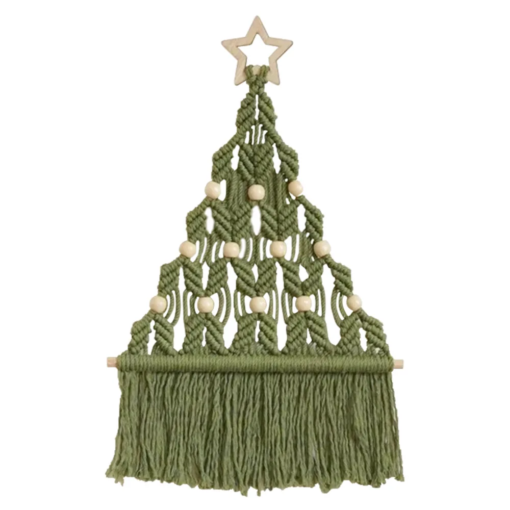 Nordic Christmas Tree Woven Macrame Tapestry Boho Tassel Wall Hanging Living Room Bedroom Home Hotel Garden Decor Decoration