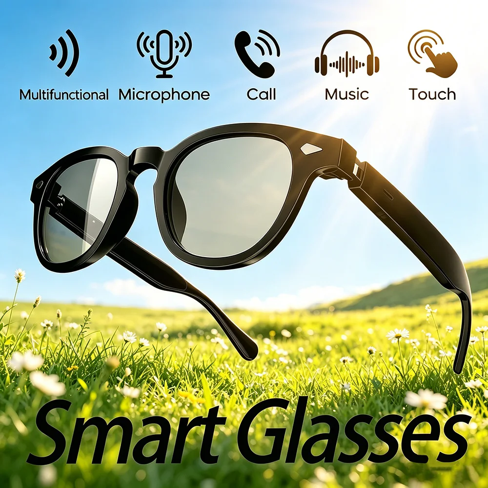 

Новые умные аудиоочки с ИИ для мужчин и женщин: звонки по Bluetooth, ИИ-перевод, Bluetooth 5.3, воспроизведение 3D-музыки, 180 мАч, длительное время работы, солнцезащитные очки