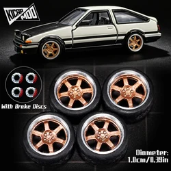 KicarHapp1/64-Jantes Métalliques ABS avec Disque de Frein en Caoutchouc, Diamètre 10mm, Pièces de Réaménagement pour Voiture Modèle Hot Wheels