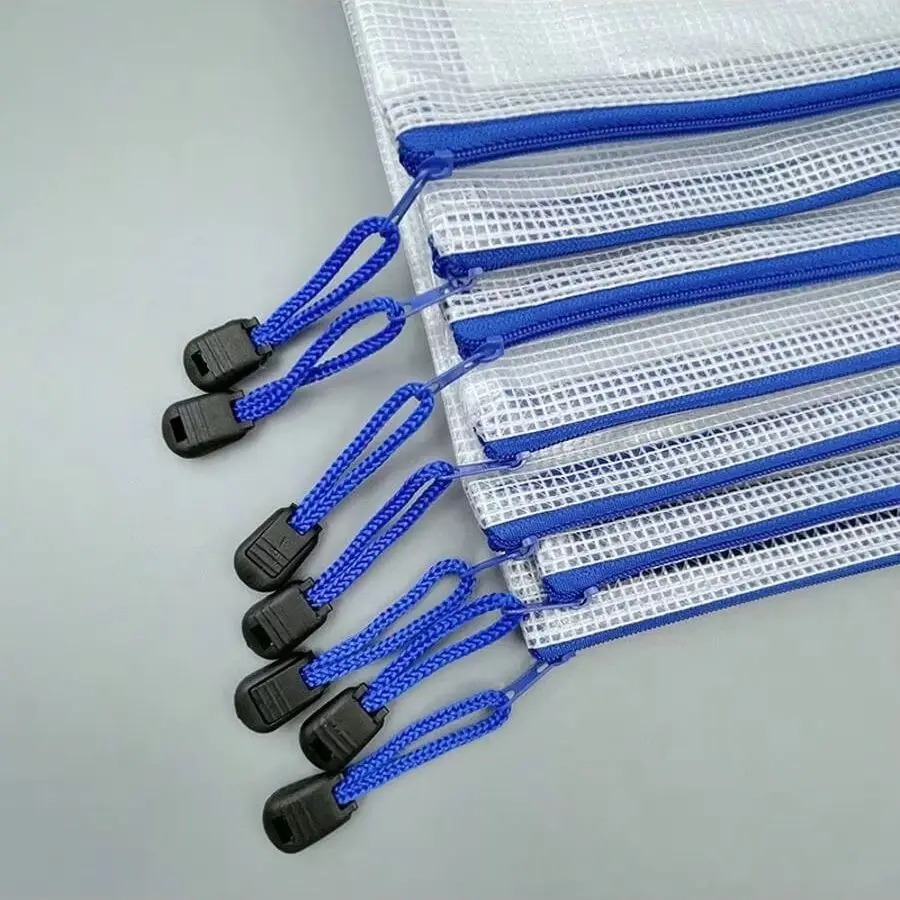 A4 Grid Zipper File Bag Waterproof Stain-Proof Textbook Test Paper Storage for Office Use