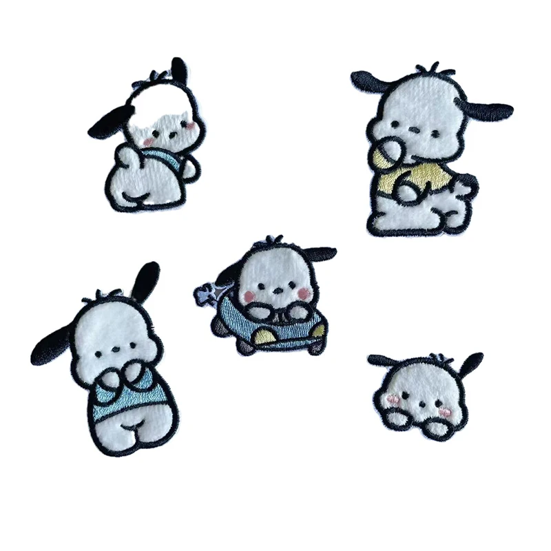 Sanrio Pochacco Embroidery Clothing Stickers Anime Clothes Patches Garment Stickers Cute Cartoon DIY Clothing Decoration