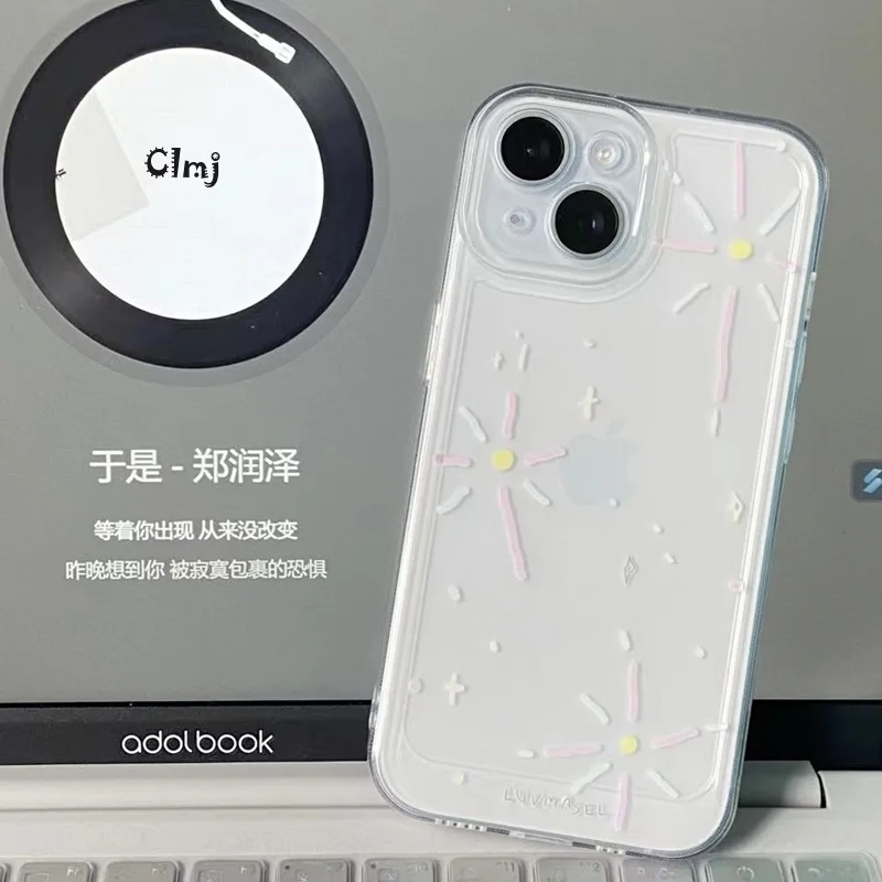 Clmj INS Snowflake Phone Case For iPhone 13 11 12 Mini 14 Pro 15 Plus XR X XS Max 7 8 Se 2020 Silicone Phone Cover iPhone Case