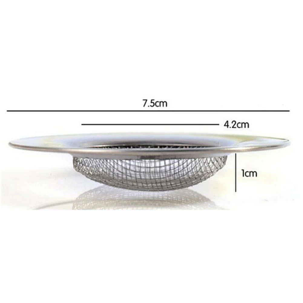 7.5cm Stainless Steel Sewer Filter Sink Strainer Drain Waste Kitchen Accessories Bathroom Hair Colander Home Cleaning Tool