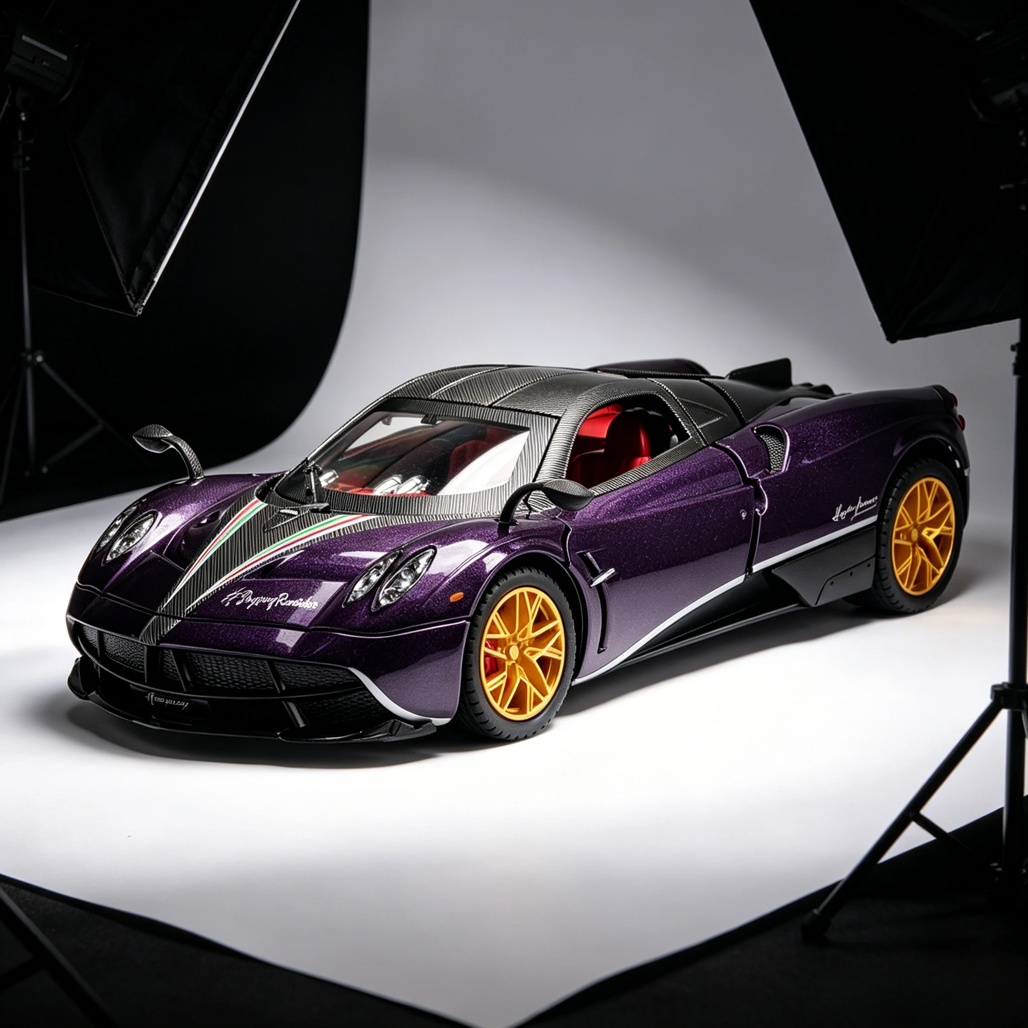 

spray 1:24 Huayra Dinastia Alloy Cars Diecast Model Toys with Sound Light Sports Car Wheel Pull Back Vehicle Xmas Gift Toy