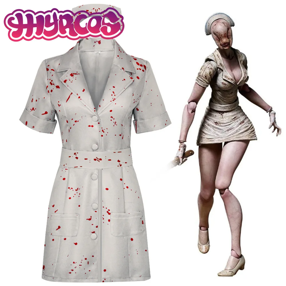 Female Nurse Cos Serving Silent Hill Horror Zombie Blood Nurse Cosplay Costumes Anime Cosplay White Love Live Women Party