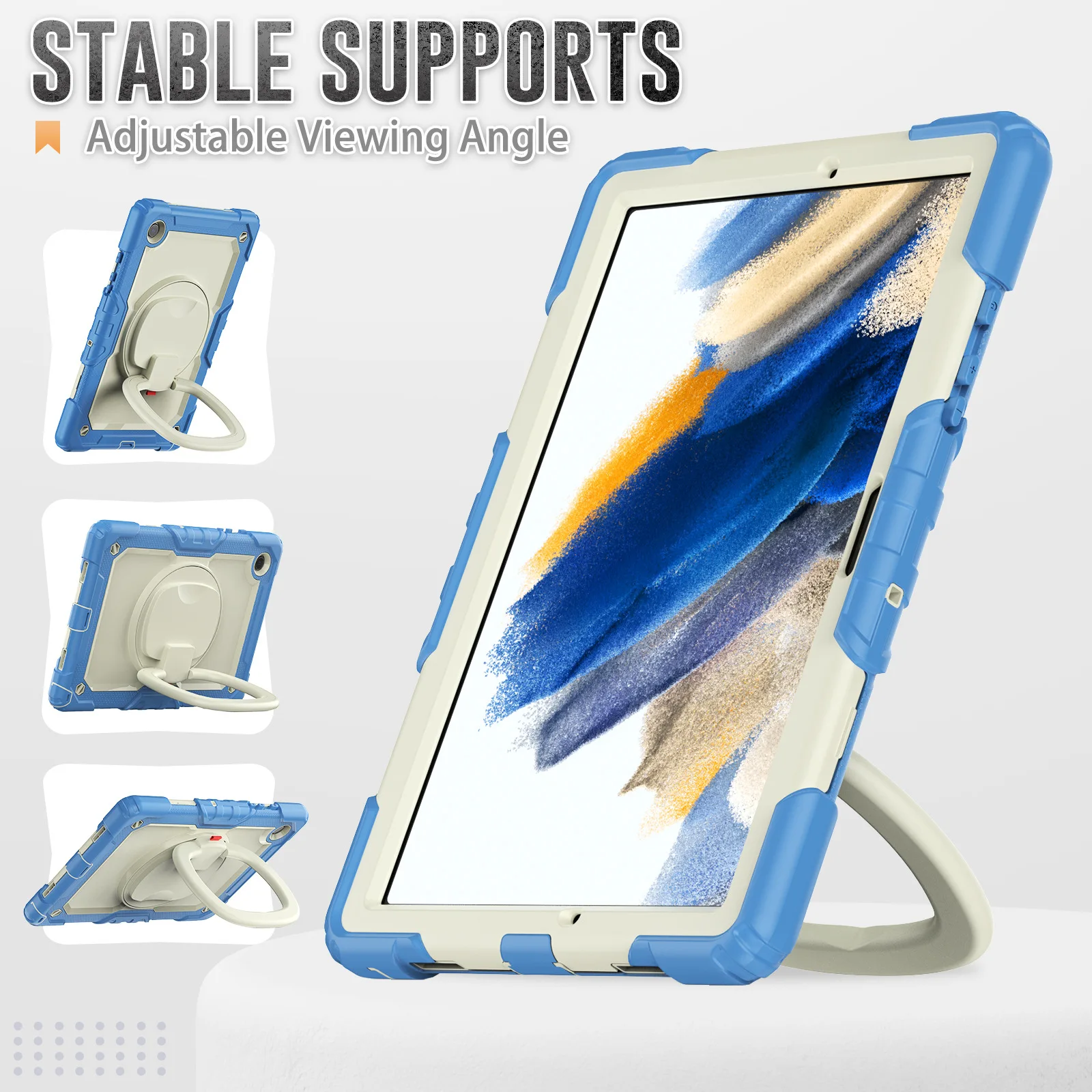 Case For Samsung Galaxy Tab A9 Plus Shockproof Cover For Galaxy Tab A7 Lite A8 Rotation Hand Ring Kids With Stand Tablet Funda