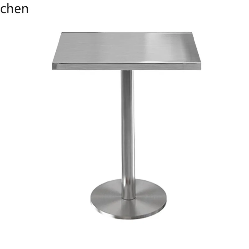 LXC Stainless Steel Dining Table and Chair Set Minimalist Fast Food Restaurant Anti-Stain Waterproof Square Table Folding Chair