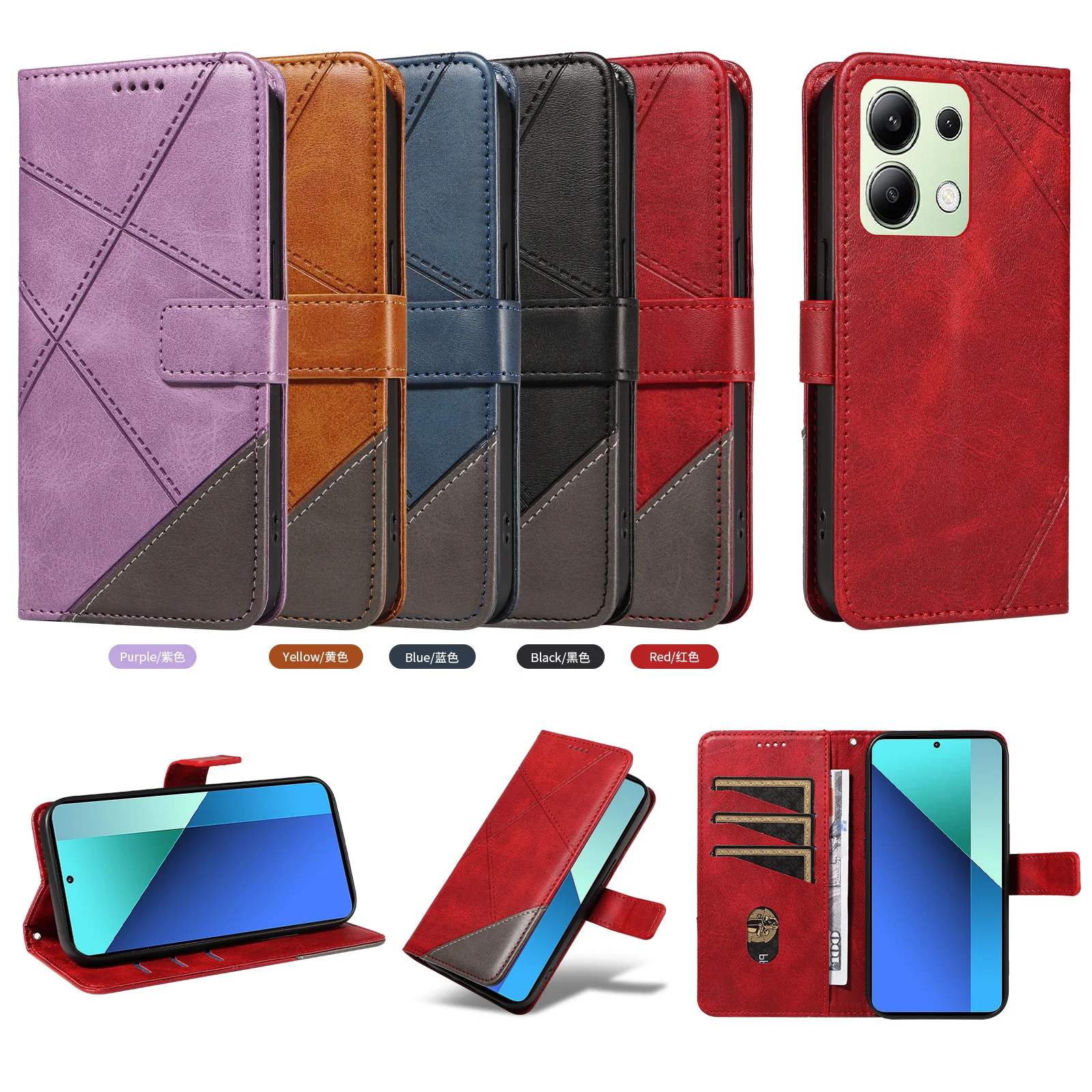 Classic Line Splicing Leather Flip Case For Samsung Galaxy A73 5G A53 A33 A23 A13 A72 A52 A32 A22 A12 Wrist 3 Cards Wallet Cover
