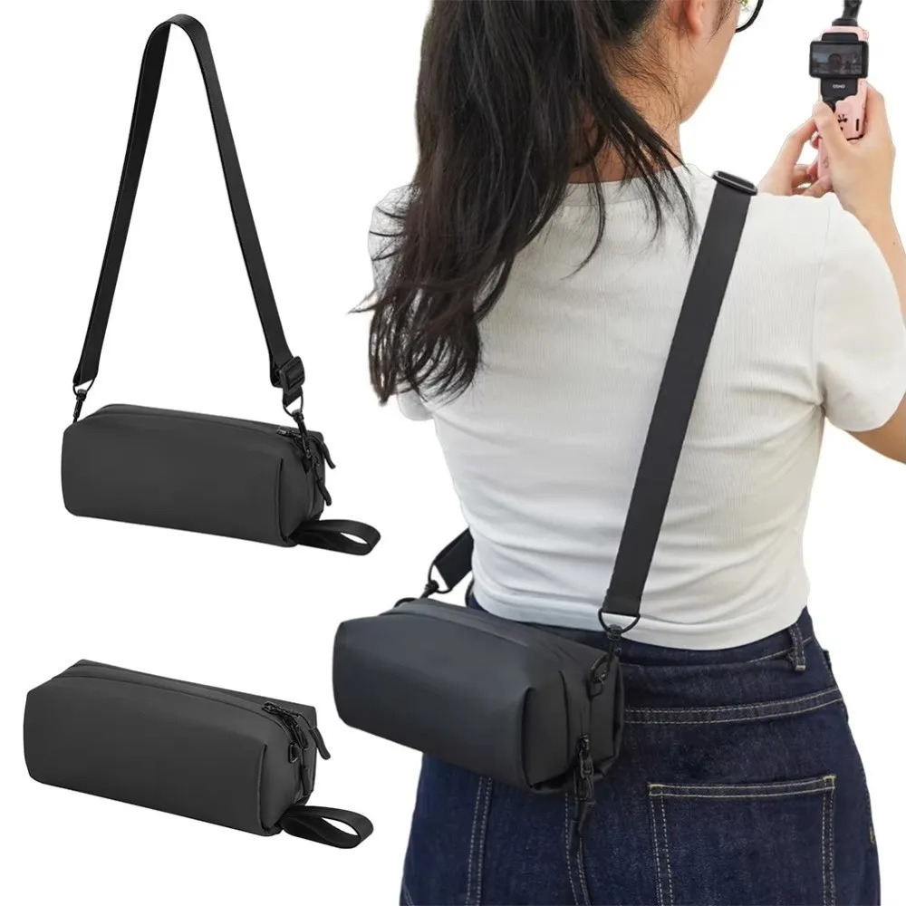 PU Camera Storage Bag Water Resistant Two Way Zipper Gimbal Camera Bag Detachable Shoulder Strap for DJI Osmo 360 Pocket 4/3/2