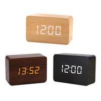 Digital Wooden Alarm Clock Large Display Electric Bedroom Clock With Weekday/Weekend Mode Decorative Clock For Living Room