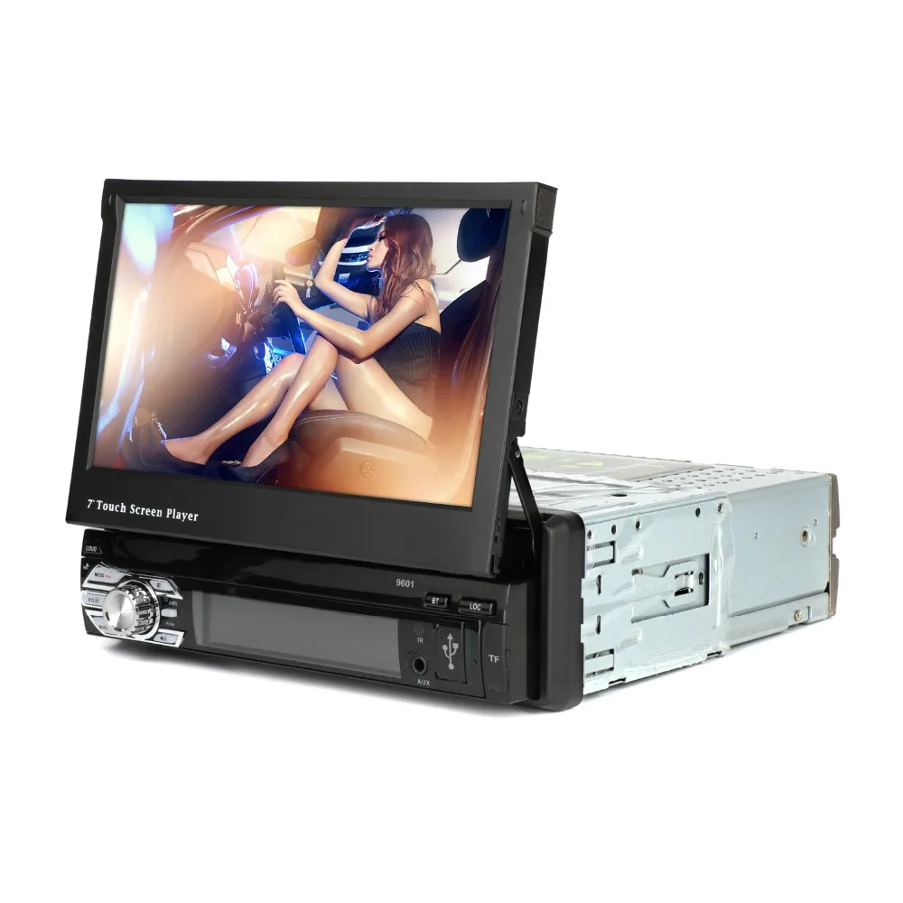 Car DVD Player Single Din 7 Inch Retractable Screen with MIrror Link USB FM