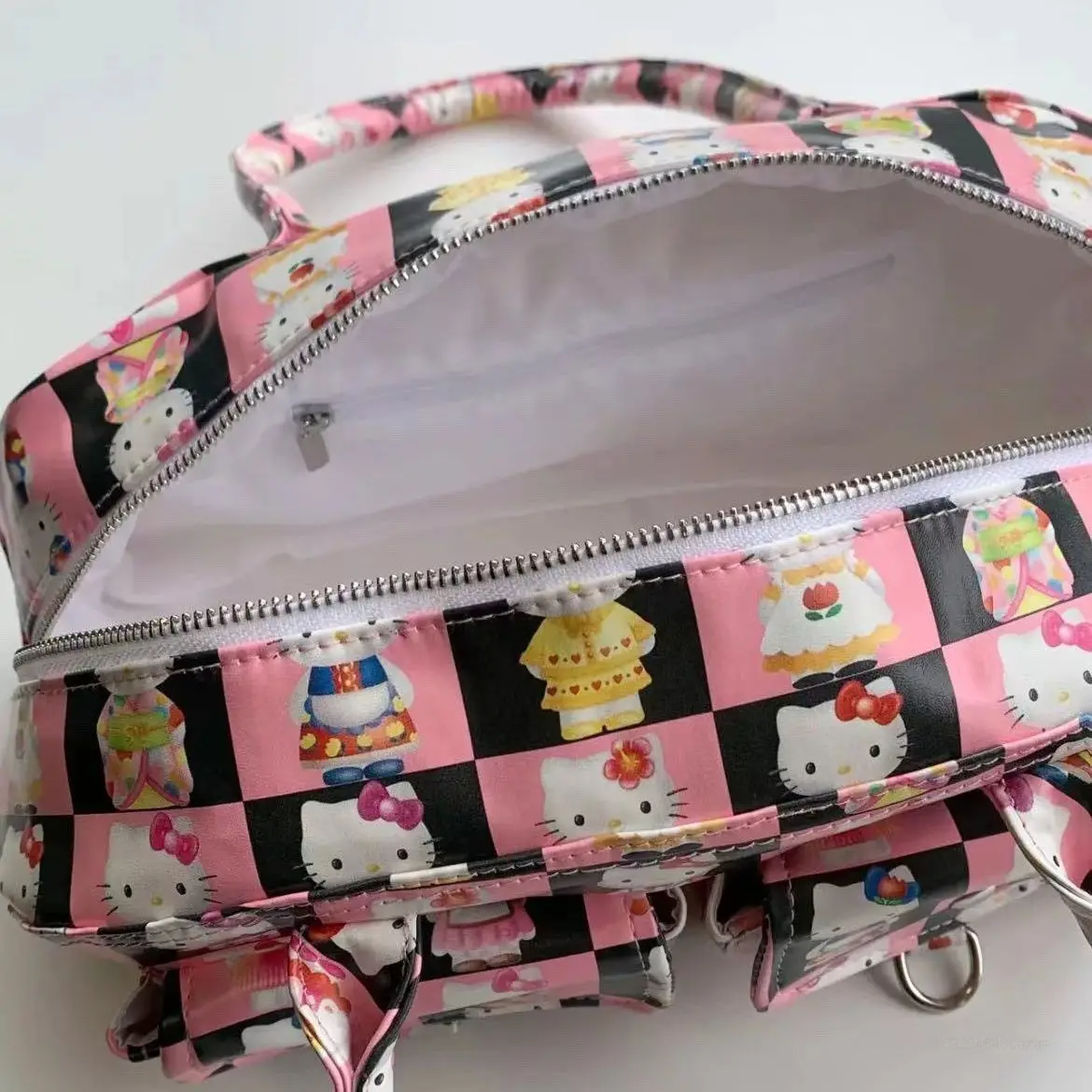 Sanrio Hello Kitty New Full Printed Fashion PU Bags Y2k Female Cartoon Aesthetic Cute Tote Bag Women Luxury Design Handbags