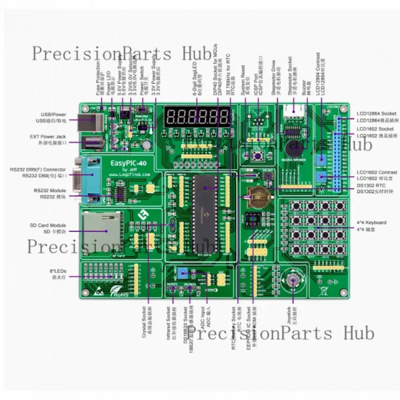 Placa de Desarrollo EasyPIC-40 Compatible con Microcontroladores PIC de 16/18F de 40ft 16/18F