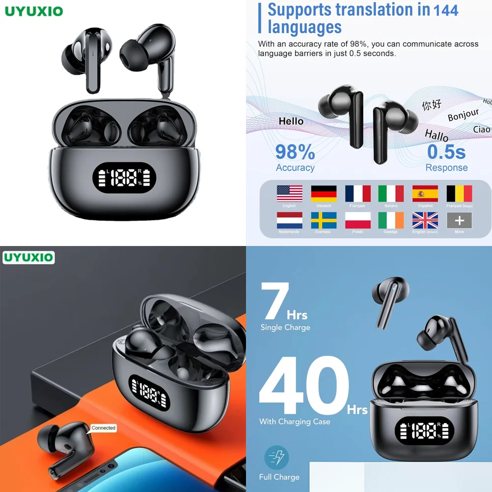 

Hot-selling Clear Calls Headphones Wireless Real Time Translation Earbuds for Travel BT 5.4 TWS AI Language Translation Earphone
