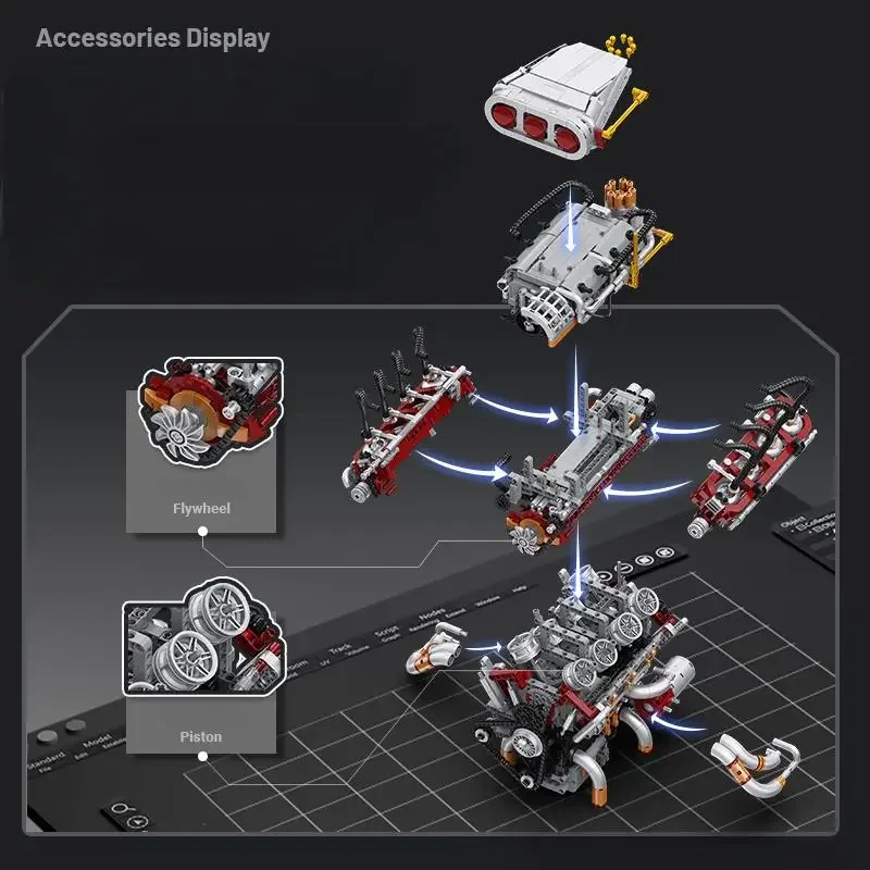 Woma Marke Bausteine Spielzeug MOC Kreativität Technische V8 Motor Modell Bricks Montage DIY Spielzeug für Jungen Geschenk Set