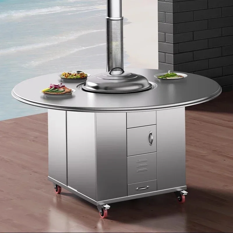 

Round Heating Firewood Stoves Patio Heaters Barbecue Grill Cooking with Ovens Firewood Stoves Kitchen Furniture Varmekilde FYPH