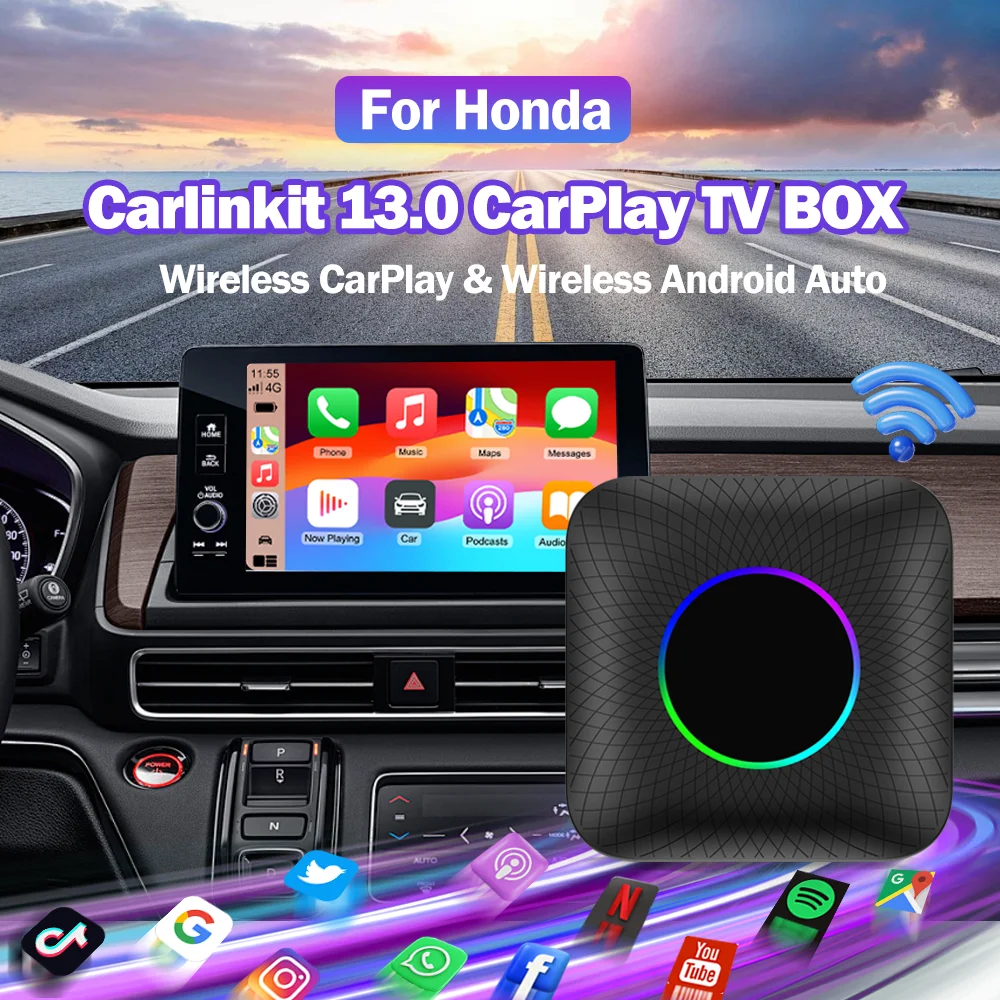 

128GB CarPlay Ai Box Carlinkit Android 13.0 System Wireless Android Auto Tv Box SM6225 8-Cores Maximum Support 512GB For Honda