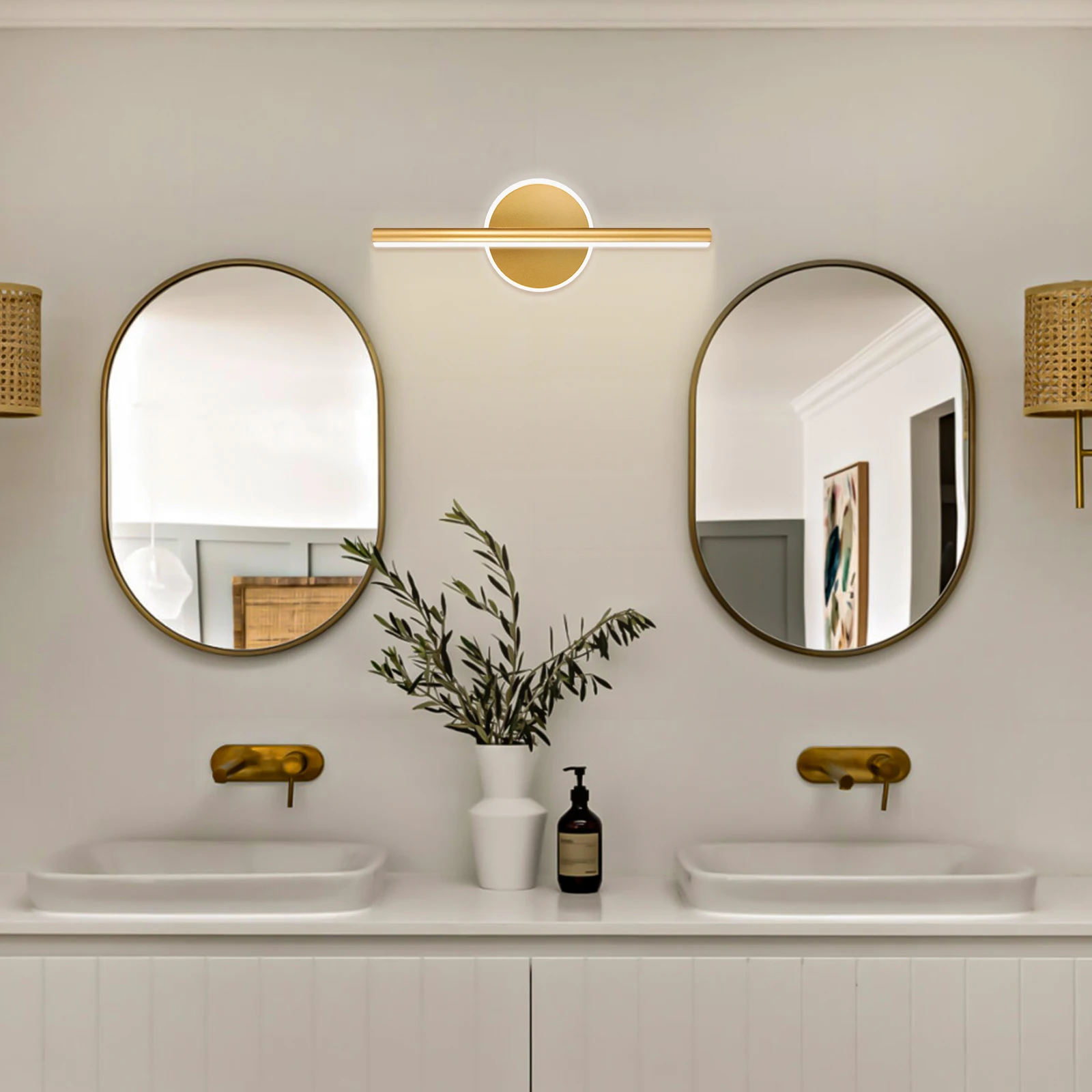 

1 шт. современный светодиодный зеркальный светильник для макияжа, настенный светильник, креативный светильник для ванной комнаты, 40 см, золотой цвет