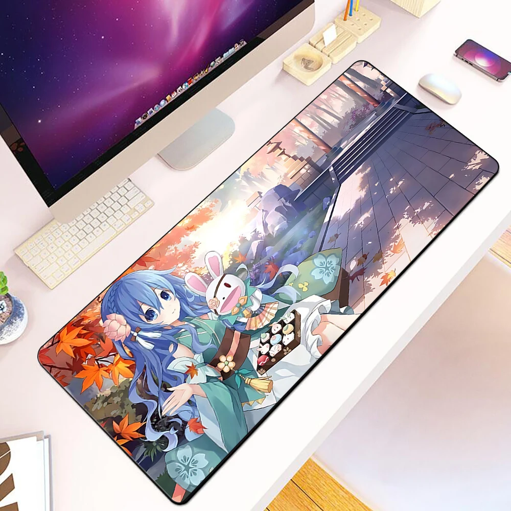

Коврик для мыши с изображением аниме-девушки Йошино Химекава, HD-печать, для геймеров, с фиксированными краями, нескользящий, XXL 90x40 см, для клавиатуры и ПК, настольный коврик