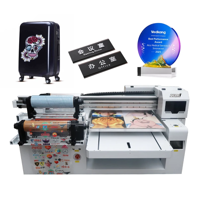 UV 6090 printer labels printing machine uv flatbed printer australia XP600/I1600u1/I3200u1 head cmyk color printing machine