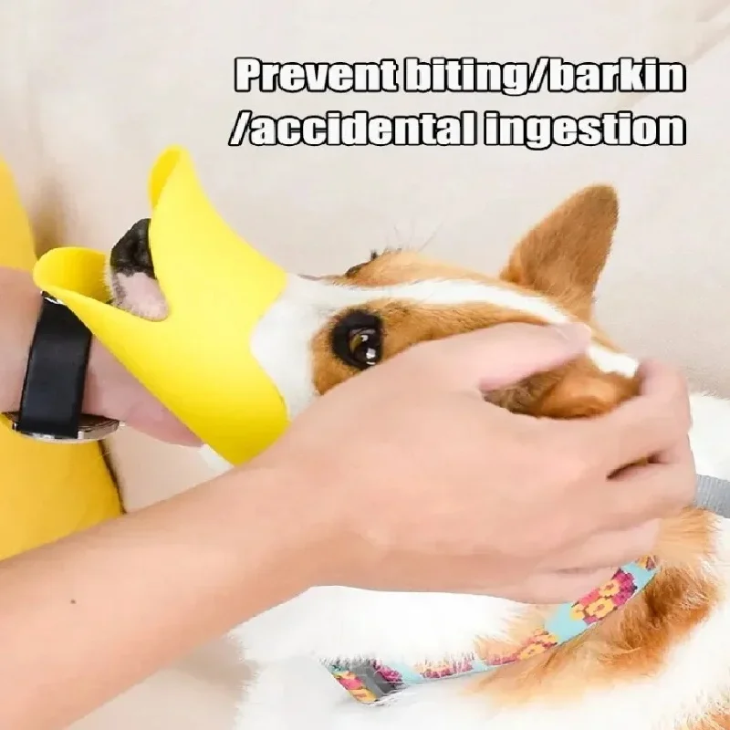Adjustable Cute Duck Dog Mask TPR Anti Bite Dog Mouth Muzzle Stop Barking Pet Mouth Cover Small Large Dog - view 3