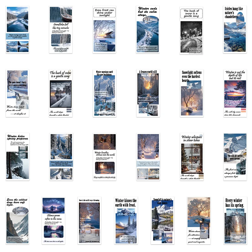 10/50PCS Winter Graffiti Stickers English Phrase Cartoon Decal DIY Luggage Phone Guitar Scrapbook Waterproof Sticker Kid Toys