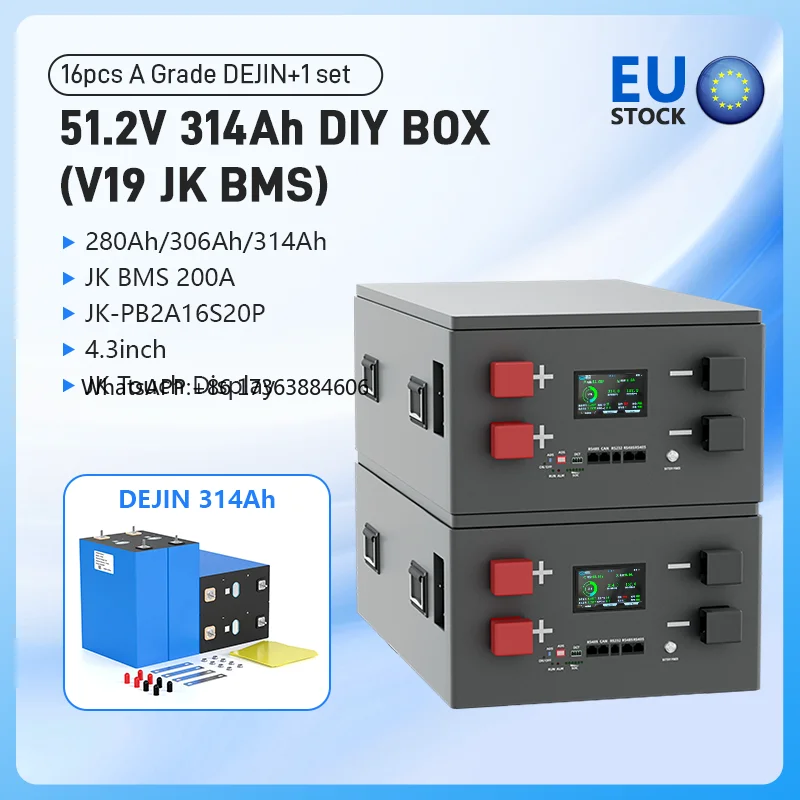 

Jiri Bekr Tested EU Stock 51.2V 280Ah-314Ah DIY Battery Case with JK-PB2A16S20P BMS+All Parts+VAT Free 3-5 Days Delivery