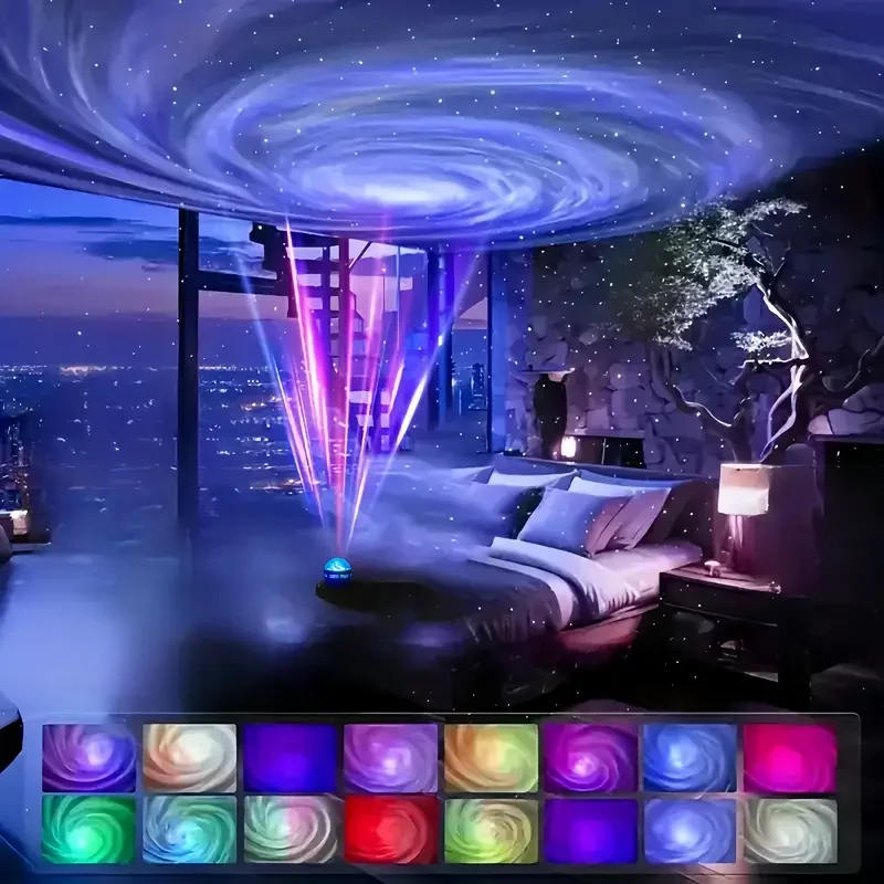 1pc LED RGB Rotating Northern Lights Projection Light Seven Color Projection Light Living Room Bedside Atmosphere Night Light