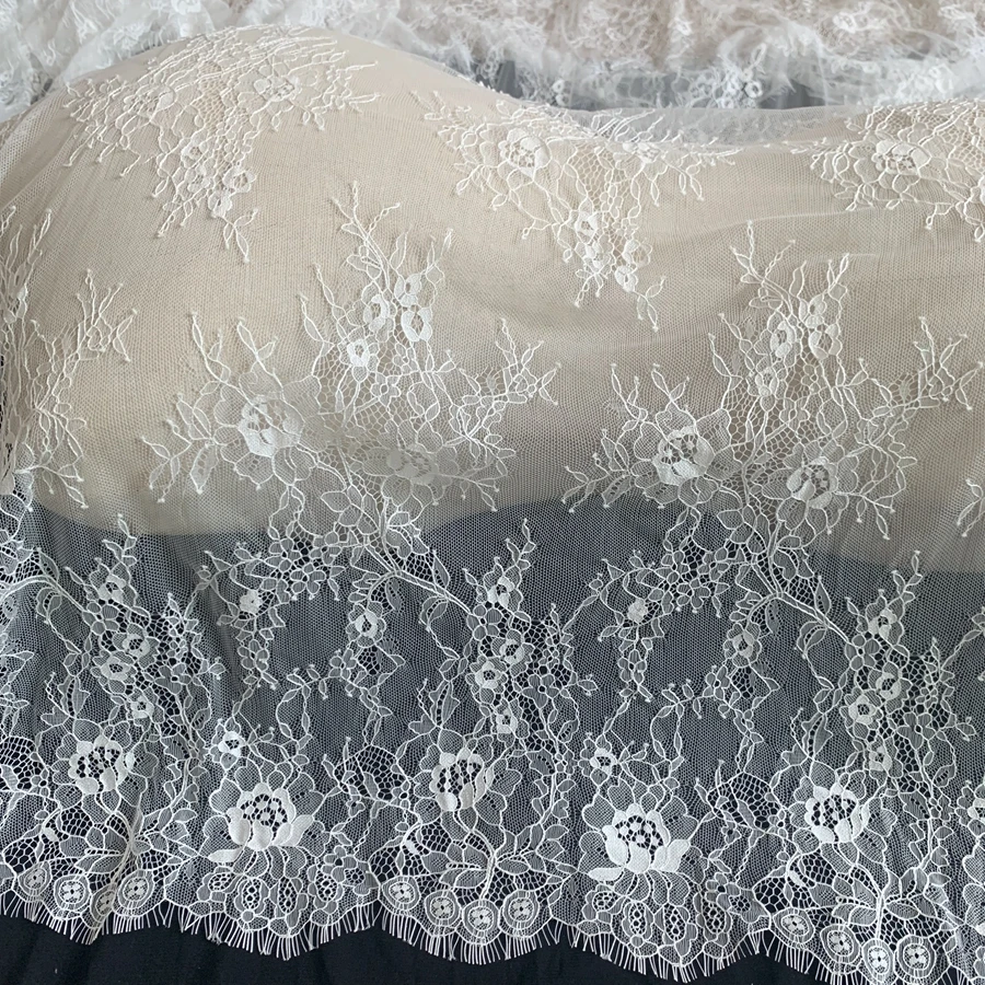 150CM Wide(Height) Subtle High Quality Eyelash Chantilly Lace Fabric DIY Handcraft Lace Material Sewing 3 Meters