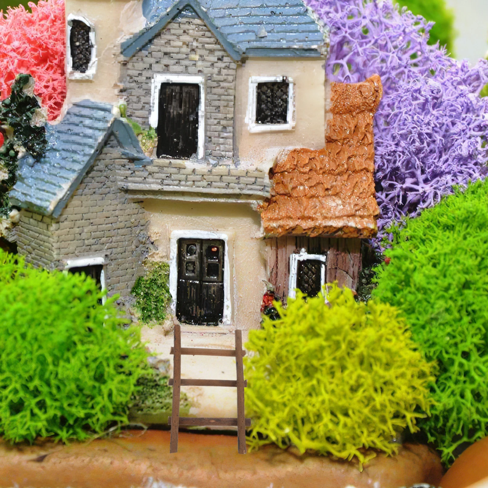 

2 Pcs Micro Landscape Ladder Miniature Rattan Decor Tiny Furniture Outdoor Garden Dollhouse