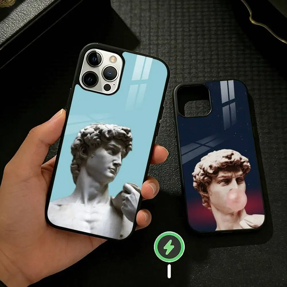 

Art Aesthetic David Eyes Phone Case For iPhone 17 16 15 14 13 12 Pro Max Plus for Mirror Wireless Magnetic Cover