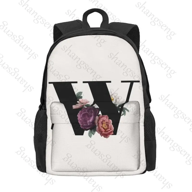 Initial Flower Backpack School Geschikt voor studentenvakantie en reisrugzak laptop USB-rugzak