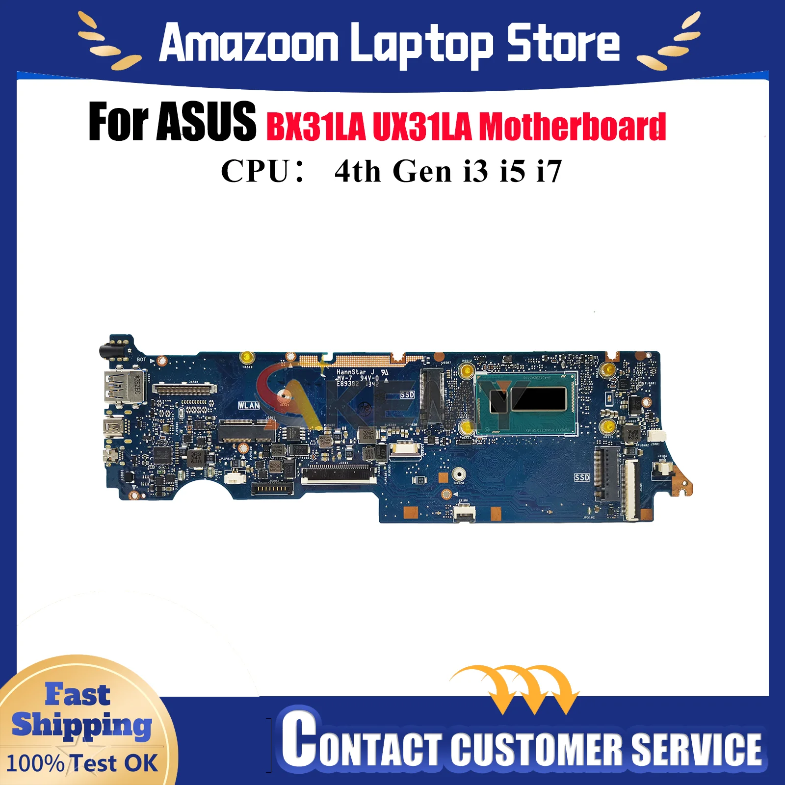 

UX31LA Материнская плата для ноутбука ASUS ZenBook BX31LA UX31L UX31LA Материнская плата для ноутбука с процессором i3 i5 i7 100% тестирование ОК быстрая доставка